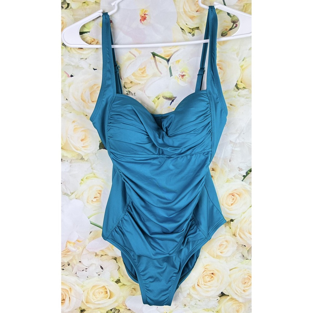 Liz Claiborne Pageant Swimwear Swimsuit Sz 6 Sweetheart Halter One Piece Ruching